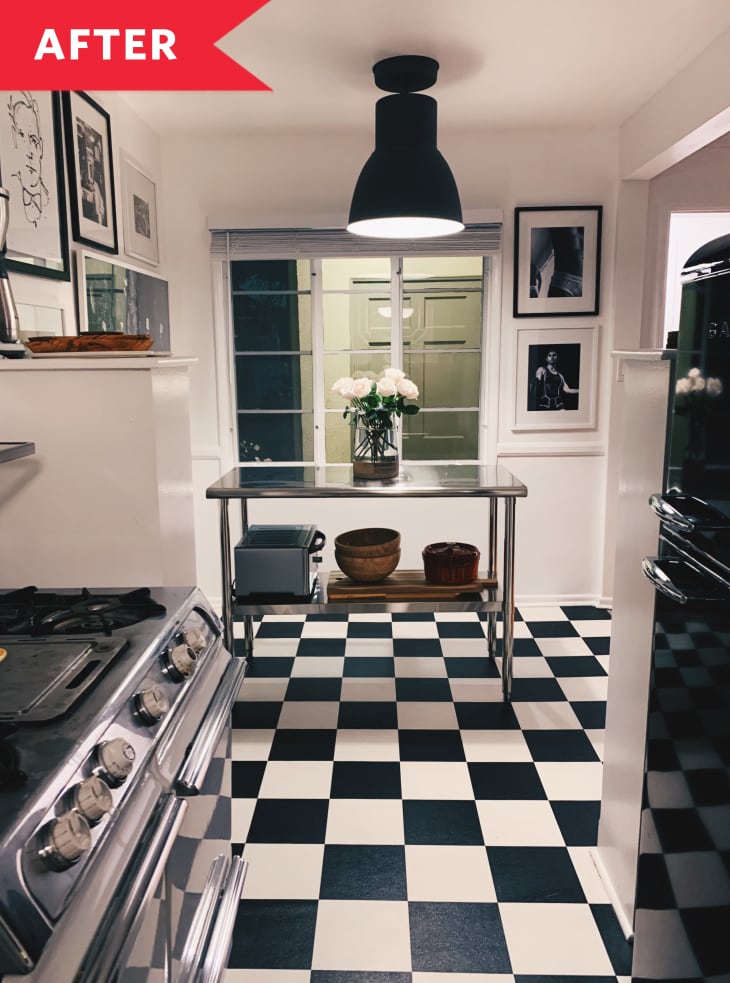 Vintage Style Kitchen Black and White Rental Makeover The Kitchn